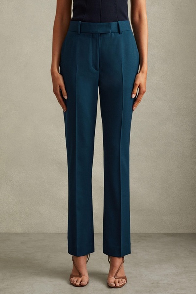 Petite Slim Fit Wool Blend Suit Trousers in Teal