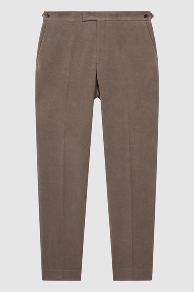 Slim Fit Moleskin Adjuster Trousers in Mushroom