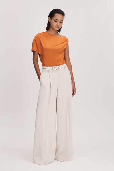 Anna Quan Satin Off-The-Shoulder Top in Kumquat