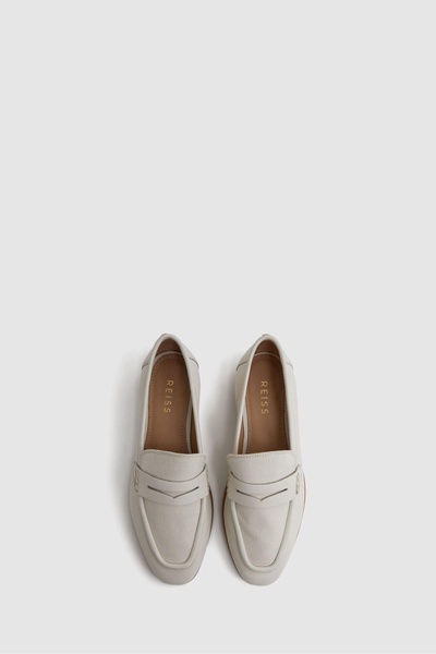 Leather-Cotton Loafers in Off White