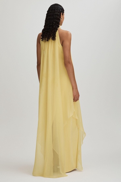 Ginnie Buttermilk Halston Removable Ruffle Chiffon Maxi Dress