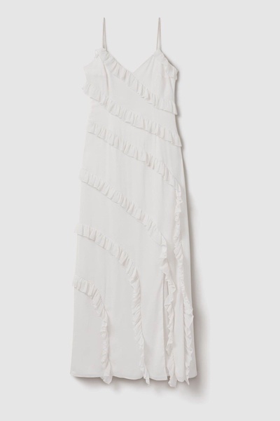 Amur Ruffle Maxi Dress in White