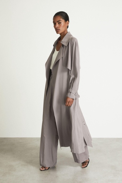 Margot Grey Belted Trench Coat