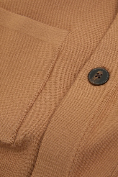 Knitted Button-Through Jacket in Camel