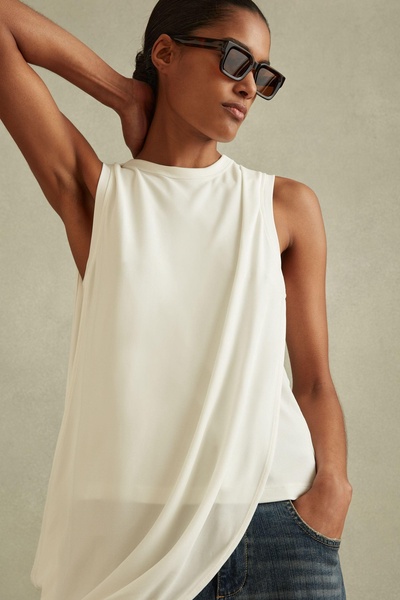 Draped Layered Top in Ivory