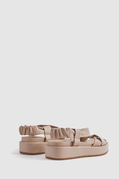 Chunky Platform Leather Sandals in Nude