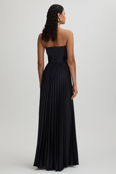 Stef Navy Amur Satin Pleated Maxi Dress