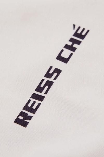 Reiss | Ché Oversized Cotton Aperitif Print T-Shirt in White/Blue