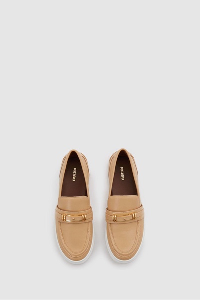 Leather Loafer Trainers in Neutral