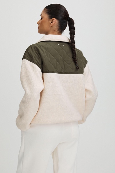 The Upside Fleece Quilted Sweatshirt in Neutral/Green