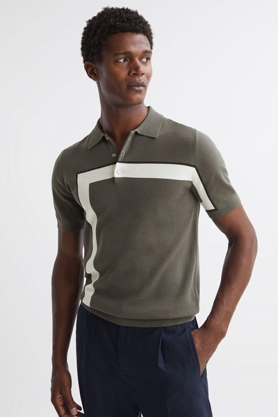 Striped Polo T-Shirt in Sage