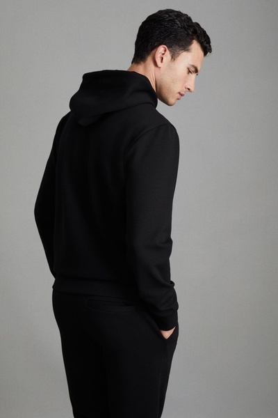 Interlock Jersey Hoodie in Black