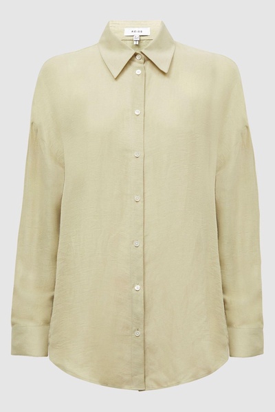 Oversized Long Sleeve Shirt in Khaki