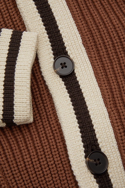 Push Tobacco Brown Ché Embroidered Varsity Cardigan