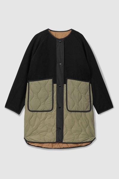 Reversible Quilt Coat in Khaki/Neutral