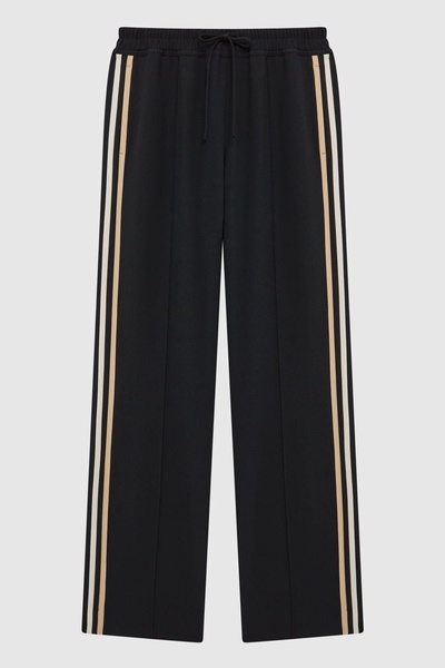 Petite Wide Leg Pull On Trousers in Black