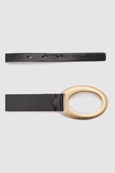 Asymmetric Patent Leather Belt in Black