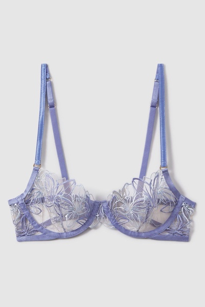 Bluebella Sheer Embroidered Bra in Hydrangea Blue