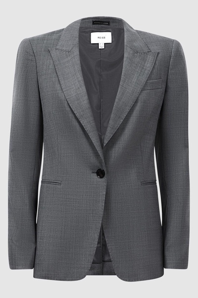 Tailored Fit Wool Blend Single Breasted Suit Blazer in Grey