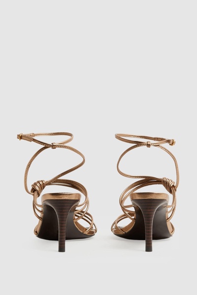 Leather Strappy Heels in Bronze