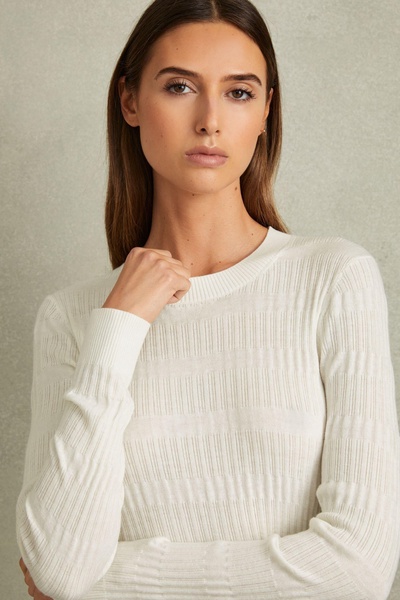 Ribbed Crew Neck Top in Ivory