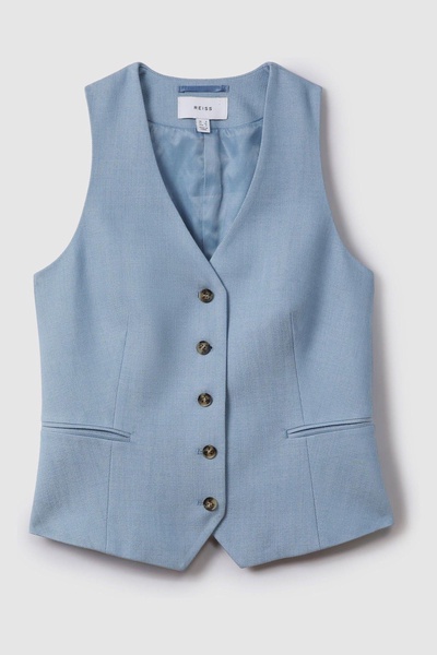 Single Breasted Suit Waistcoat with TENCEL™ Fibers in Blue