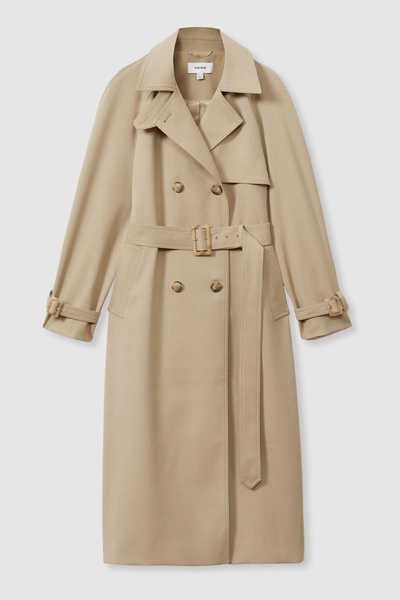 Darcie Khaki Double Breasted Belted Trench Coat