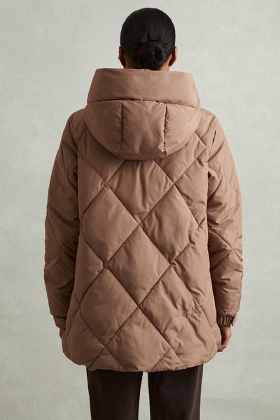 Quilted Puffer Coat in Mink Neutral