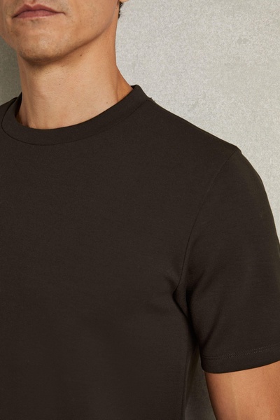 Interlock Jersey Crew Neck T-Shirt in Chocolate Brown