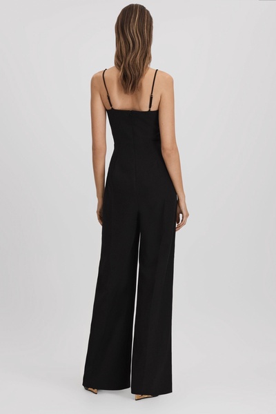 Halston Cowl Neck Jumpsuit in Black