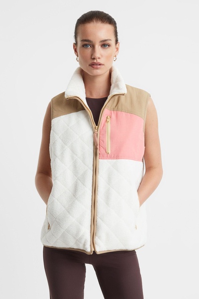 The Upside Quilted Patchwork Gilet in Natural