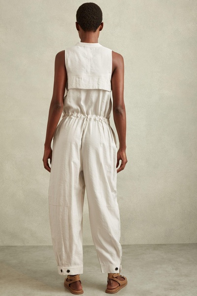 Belted Utility Jumpsuit in Stone