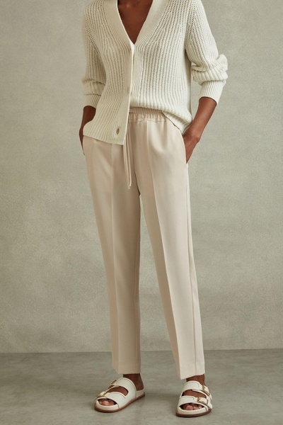 Hailey Cream Tapered Pull On Trousers