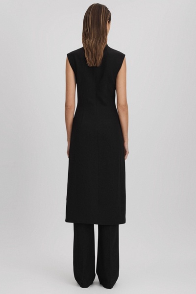 Halston Cowl Neck Wrap Midi Dress in Black