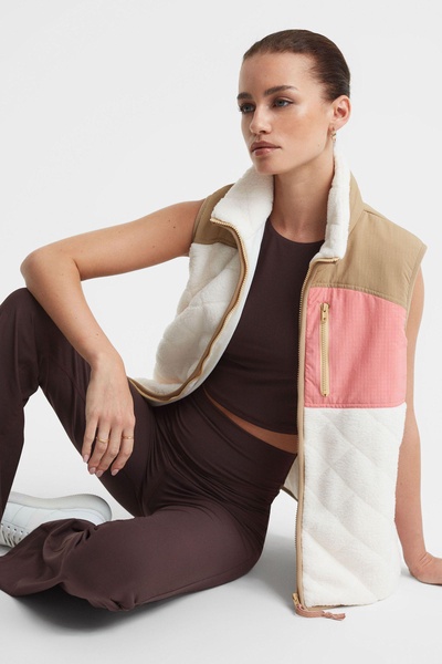 The Upside Quilted Patchwork Gilet in Natural