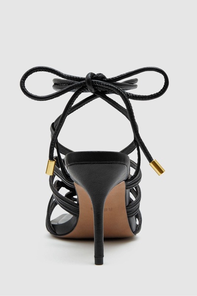 Strappy Open Toe Heeled Sandals in Black