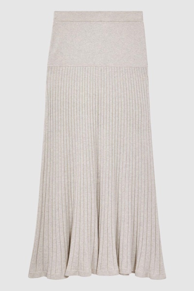 Anna Quan Cotton Ribbed Maxi Skirt in Ecru