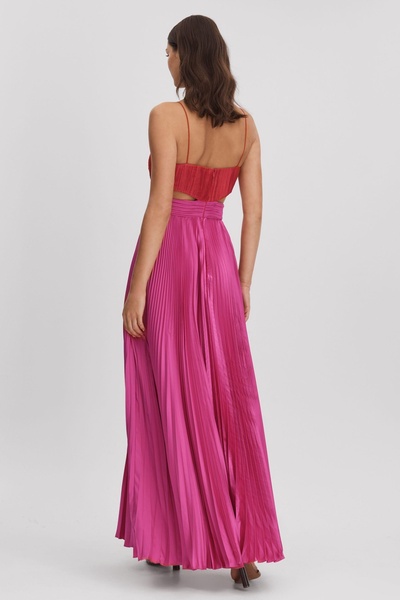 Amur Pleated Cut-Out Maxi Dress in Magenta