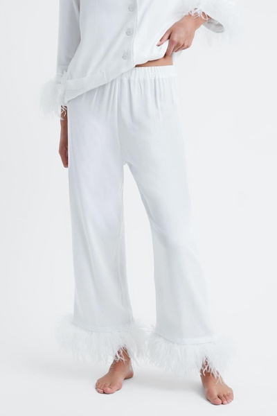 Sleeper Detachable Feather Pyjama Set in White