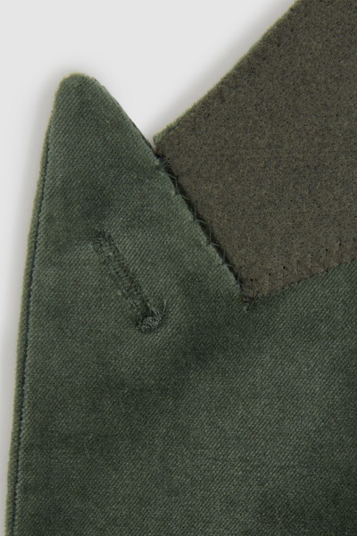 Cotton-Blend Velvet Blazer in Sage Green