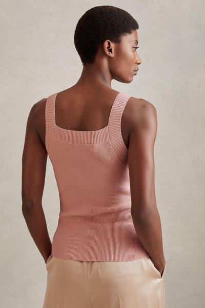 Ribbed Sweetheart Neck Top in Blush