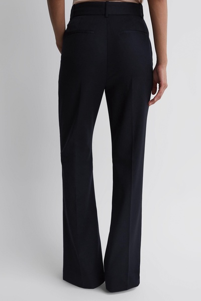 Wool-Blend Tailored Flared Suit Trousers in Navy