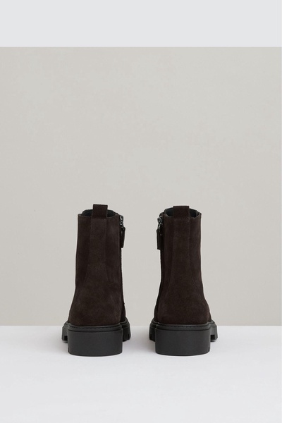 Leather Lace-Up Boots in Chocolate