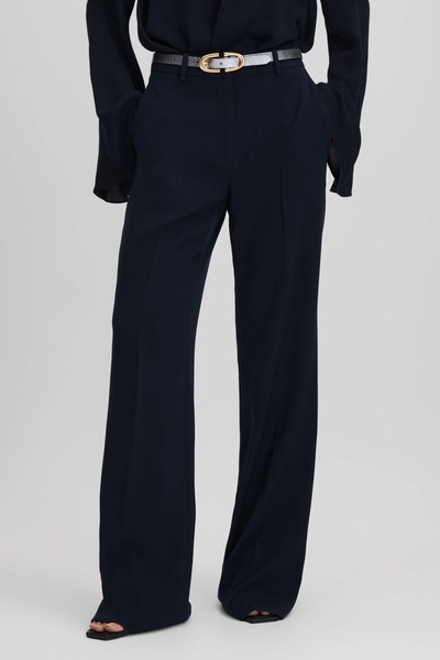 Wide Leg Suit Trousers in Navy