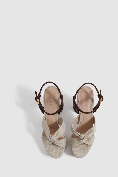 Raffia Platform Heels in Natural