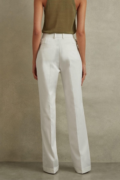 Cotton Wide Leg Suit Trousers in White