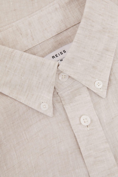 Queens Stone 100% Linen Button-Down Collar Shirt