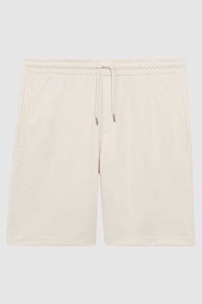 Slim Fit Drawstring Shorts in Ecru