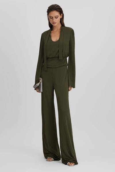 Halston Seaweed Wide Leg Jumpsuit in Seaweed