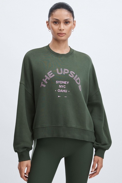 The Upside Organic-Cotton Crew-Neck Sweatshirt in Green